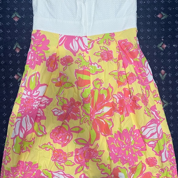 Lilly Pulitzer Dress Betsey Strapless Dress Starfruit Basketweave Womens 4 - Picture 4 of 4